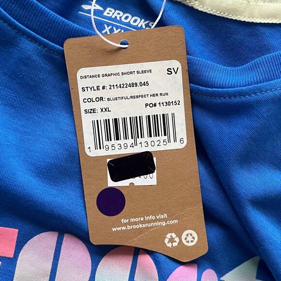 NWT! Brooks Women’s Graphic Blue T-Shirt Size XXL - Picture 6 of 15